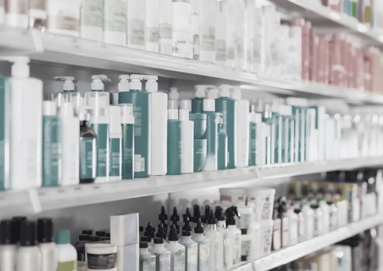 Consumer goods on store shelves